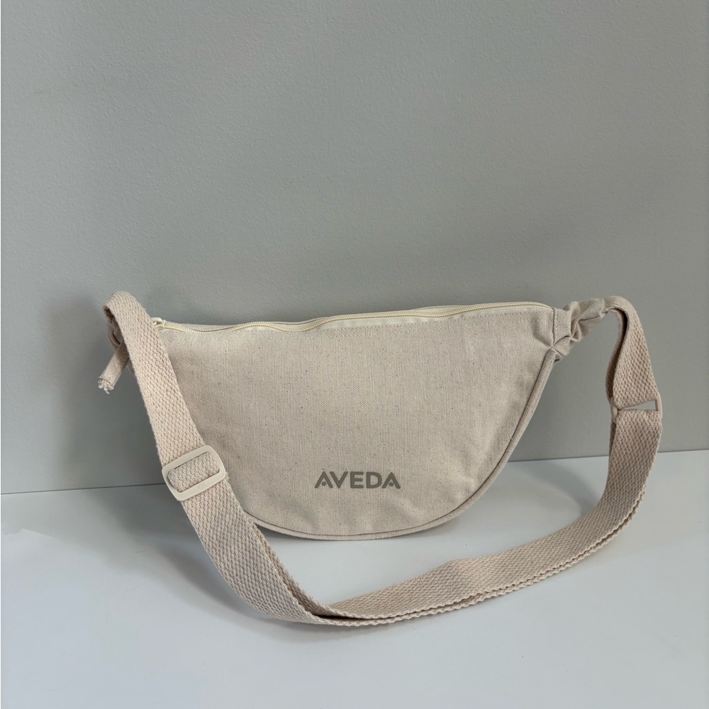 AVEDA Natural Canvas Zippered Crossover Sling Bag Crossbody Bag